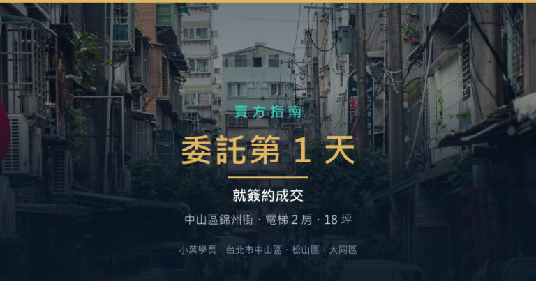 中山區錦州街電梯 2 房成交紀錄｜委託第 1 天簽約，18 坪約 900 萬