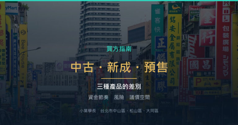中古屋、新成屋、預售屋:三種產品差在哪